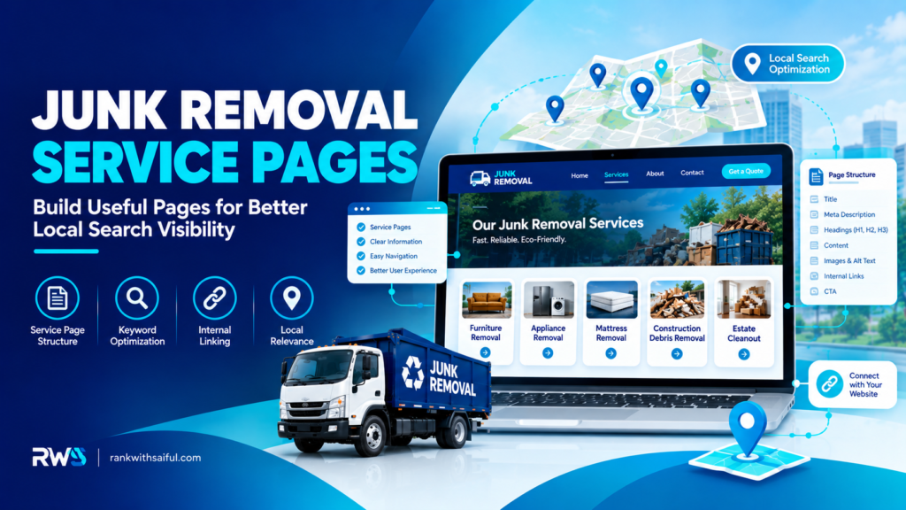 Junk removal service pages strategy for improving website structure and local search visibility.